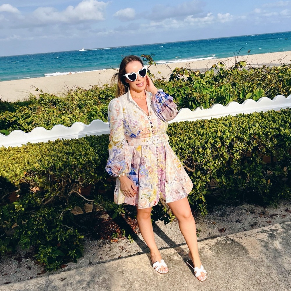 Zimmermann Floral Belted Mini Dress